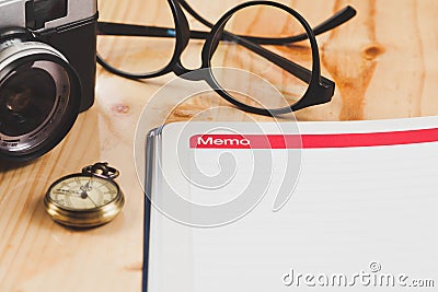 Memo book for travel to the world to find adventure Stock Photo