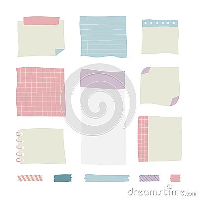 Memo notes icons detailed photo realistic vector set Vector Illustration