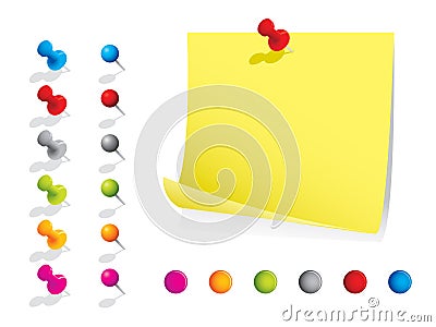 Memo notes with pins Vector Illustration