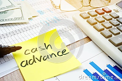 Memo stick about cash advance. Stock Photo