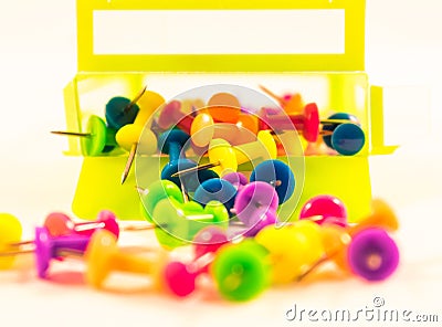 Memo thumb tacks Stock Photo