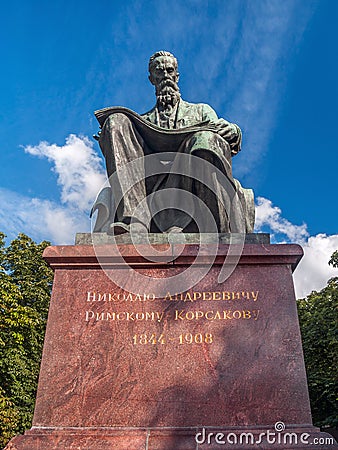 Monument to the famous composer Rimsky-Korsakov in the park in t Stock Photo