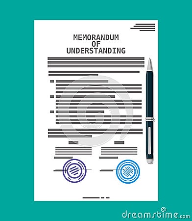 Memorandum of understanding document. Vector Illustration