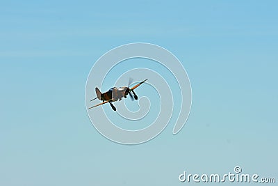 Memorial Airshow. Aircraft Jak-9 in aviation fair and century air combats. Editorial Stock Photo