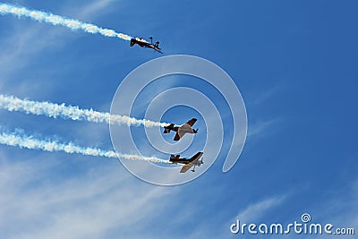 Memorial Airshow. Flying Bulls aerobatics team with ExtremeAir XA42 planes Editorial Stock Photo