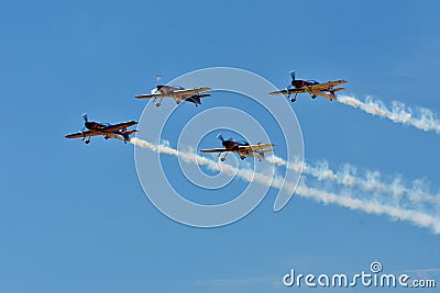 Memorial Airshow. Flying Bulls aerobatics team with ExtremeAir XA42 planes Editorial Stock Photo