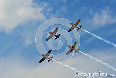 Memorial Airshow. Flying Bulls aerobatics team with ExtremeAir XA42 planes Editorial Stock Photo