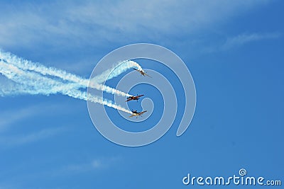 Memorial Airshow. Flying Bulls aerobatics team with ExtremeAir XA42 planes Editorial Stock Photo