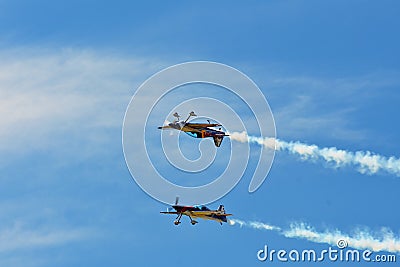 Memorial Airshow. Flying Bulls aerobatics team with ExtremeAir XA42 planes Editorial Stock Photo