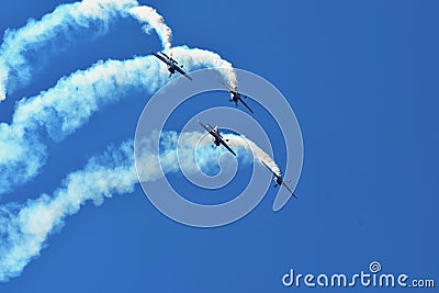 Memorial Airshow. Flying Bulls aerobatics team with ExtremeAir XA42 planes Editorial Stock Photo