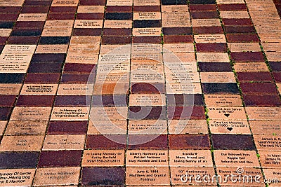 Memorial Bricks at the Historic Sinking Creek Covered Bridge Park Editorial Stock Photo