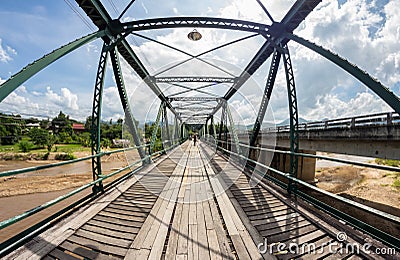 Memorial bridge in pai city,mae hong son,thailand Stock Photo