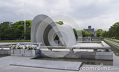 Memorial Cenotaph, Peace Memorial Park, Hirosima, Japan Editorial Stock Photo