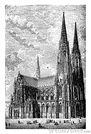 Memorial Church in Vienna, vintage illustration Vector Illustration