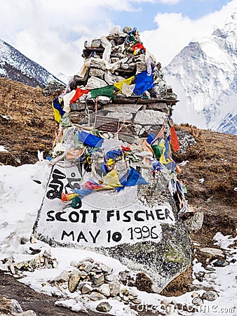 Memorial of Climber Scott Fischer Near Everest Base Camp, Nepal Editorial Stock Photo