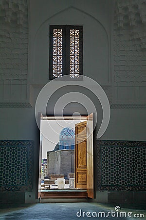 Memorial complex Shakhi-Zinda in Samarkand in Uzbekistan. Tourism concept Editorial Stock Photo