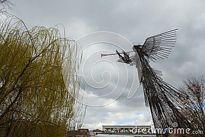 Memorial complex Star Wormwood. Sculpture Trumpeting Angel in Chornobyl Editorial Stock Photo