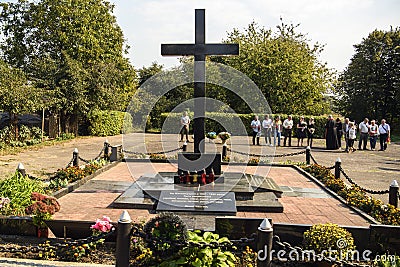 Memorial cross, a monument to the victims of communist repressions of 1937-1938 in Zhytomyr, Ukraine, September 2023 Editorial Stock Photo