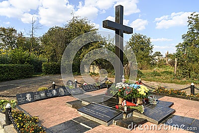 Memorial cross, a monument to the victims of communist repressions of 1937-1938 in Zhytomyr, Ukraine, September 2023 Editorial Stock Photo