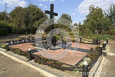 Memorial cross, a monument to the victims of communist repressions of 1937-1938 in Zhytomyr, Ukraine, September 2023 Editorial Stock Photo