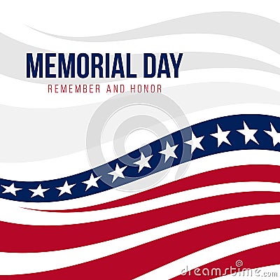 Memorial day with abstract United States flag background vector design Vector Illustration