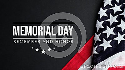 Memorial day background. Remember and Honor with American flag Stock Photo