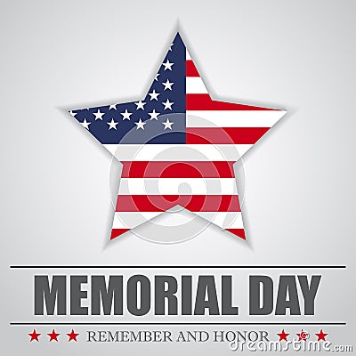 Memorial Day background with USA star. Vector illustration Cartoon Illustration