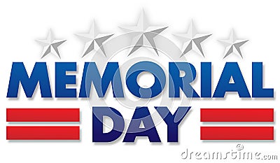 Memorial Day Banner Art Logo with Stars and Stripes Stock Photo