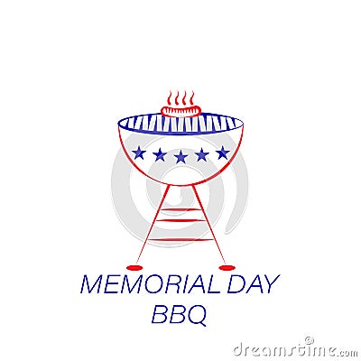 Memorial day bbq colored icon. Element of memorial day illustration icon. Signs and symbols can be used for web, logo, mobile app Vector Illustration