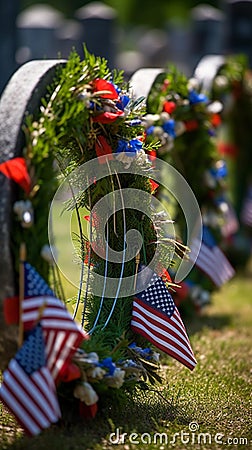 Memorial Day Ceremony with Flags at Half-Mast Stock Photo