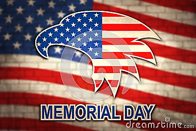 Memorial Day with eagle in national flag colors on background of brick wall. American nationally symbol Stock Photo