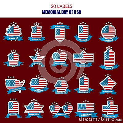 memorial day labels. Vector illustration decorative design Vector Illustration