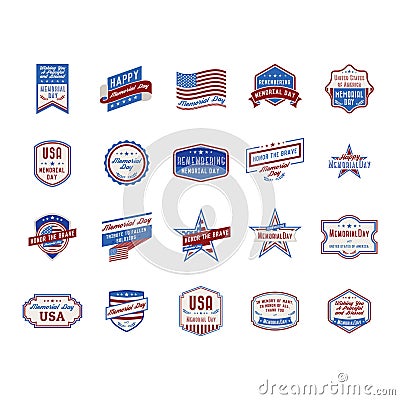 memorial day labels. Vector illustration decorative design Vector Illustration