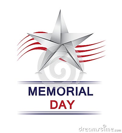 Memorial Day with origami star Vector Illustration