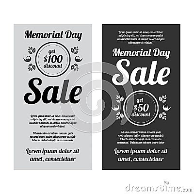 Memorial Day sale banners set Vector Illustration