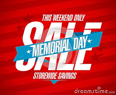 Memorial day sale design. Vector Illustration