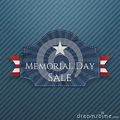 Memorial Day Sale greeting Poster and Ribbon Vector Illustration