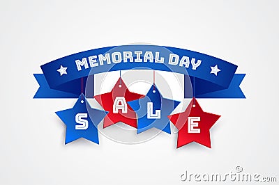 Memorial Day Sale ribbon vector background Vector Illustration