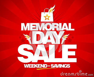 Memorial day sale, weekend savings. Vector Illustration