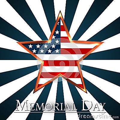 Memorial Day with star in national flag colors Vector Illustration