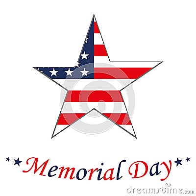 Memorial Day with star in national flag colors Vector Illustration