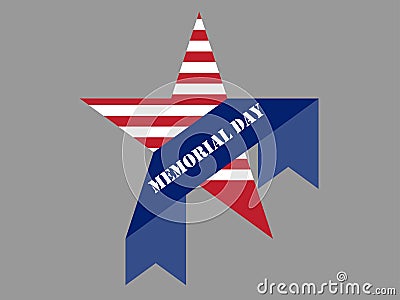 Memorial Day with star and ribbon. Vector Vector Illustration