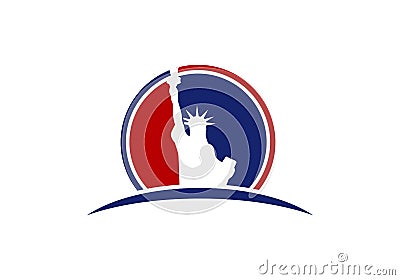 Memorial Day. Statue of Liberty on a white background. Emblem, logo. Vector Illustration