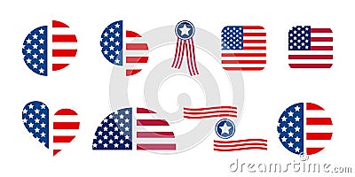 Memorial Day, traditional patriotic US icons for American national holiday. Independence Day United States icons Vector Illustration