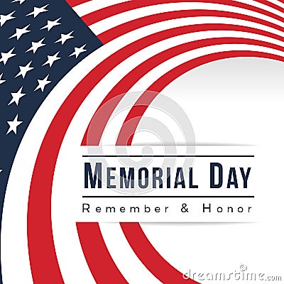 Memorial day for usa banner with usa flag are Bending circle Curve and text vector design Vector Illustration