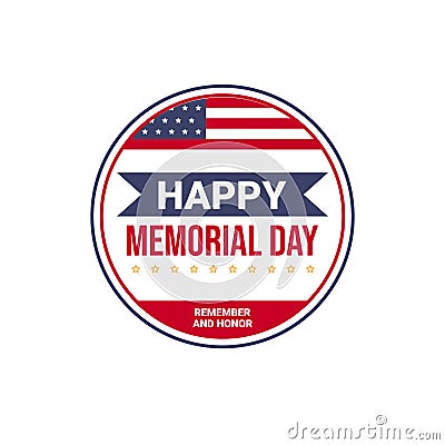 Memorial day USA greeting card wallpaper, national american flag with stars on white background, flat design Vector Illustration