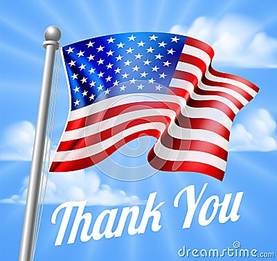 Memorial Day or Veterans Day Thank You American Flag Vector Illustration