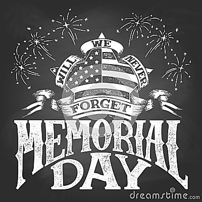 Memorial Day vintage chalkboard illustration Vector Illustration