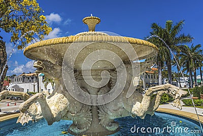 Memorial Fountain Town Hall Palm Beach Florida Stock Photo