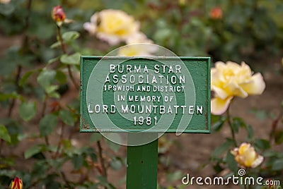 Memorial garden to Lord Mountbatten of Burma in Christchurch Park, Ipswich Editorial Stock Photo
